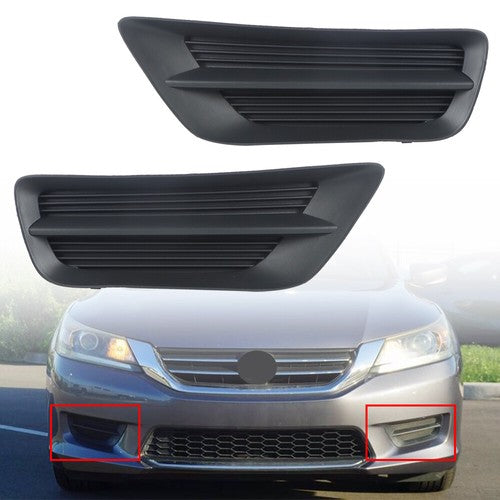 Solid Spare For Honda Accord Sedan 13-15 Pair Bumper Plastic Black Housing Fog Light Covers