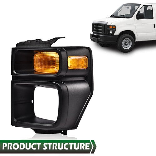Solid Spare Headlight Trim Bezel w/ Parking Light Fit For 2008-2014 Ford E150 E250 E350 Left