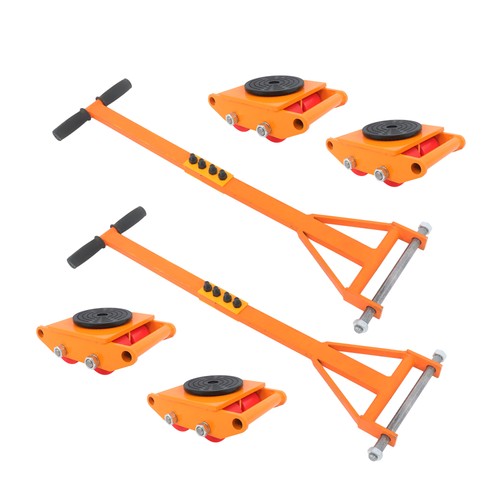 Solid Spare 4 Pcs Machinery Skates Dolly With Handle 360° Rotation 6T/13200Lbs Heavy Duty