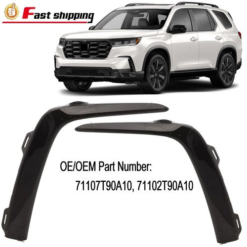 Left+Right Side Front Bumper Molding Trim Fit Honda Pilot 2023-2025 Glossy Black