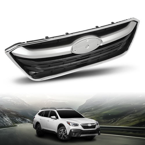 Solid Spare Fit For 2020-2022 Subaru Outback Front Bumper Upper Grille Grill Black Chrome
