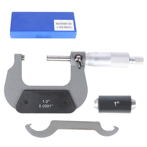 Solid Spare 1-2" Standard Precision Outside Micrometer 0.0001" Carbide Tipped High Quality