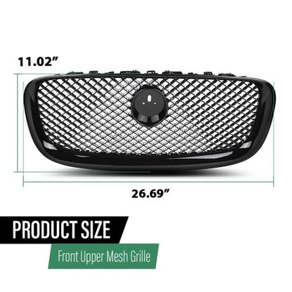 Solid Spare Front Bumper Upper Mesh Grille Fit For 2012 2013 2014 2015 Jaguar XF XFR Black