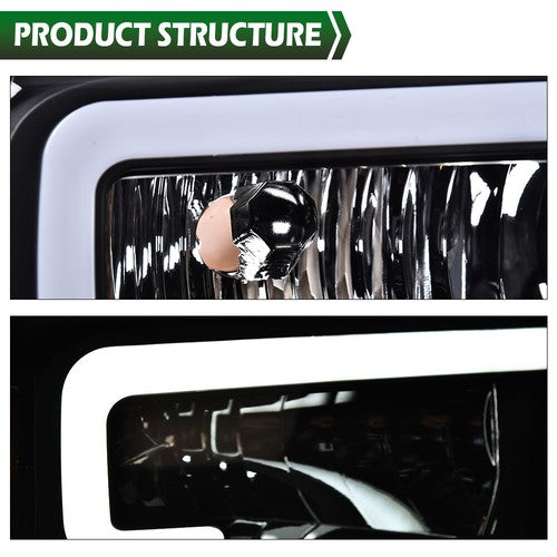 Solid Spare Fit For 2005-2007 Ford F250 F350 F450 F550 Super Duty LED Conversion Headlights