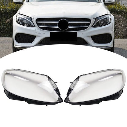 For Mercedes Benz W205 C180 C200 C260L 2014-2017 Pair Front Headlight Lens Cover