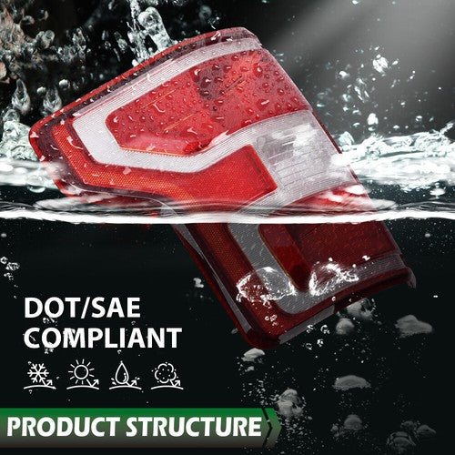 Solid Spare Fit For 18-2020 Ford F-150 Pickup Left Side Rear Tail Light Brake Lamp w/o Bulb