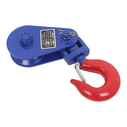 Solid Spare 4 Ton Snatch Block with Hook - 8800lbs Capacity, 4.5" Sheave, 1/2" Wire Rope