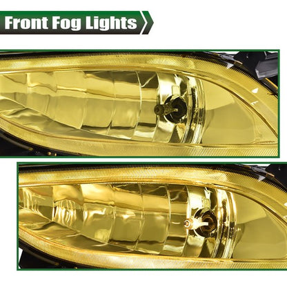 Solid Spare Fit For 2011-2013 Hyundai Sonata Yellow Front Bumper Fog Lights Driving Lamps