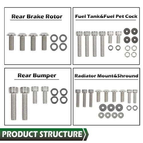 Solid Spare Fit For 87-06 Yamaha YFZ350 Banshee Stainless Steel Atv Bolt Screw Kit Set