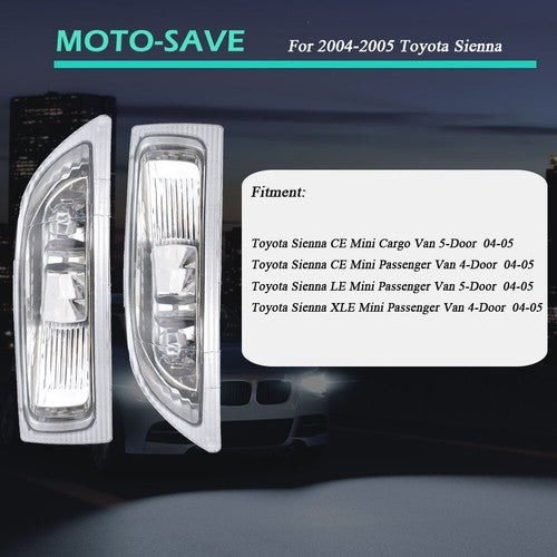 Solid Spare LH & RH Clear Lens Fog Light w/ Bulbs for 2004-2005 Toyota Sienna
