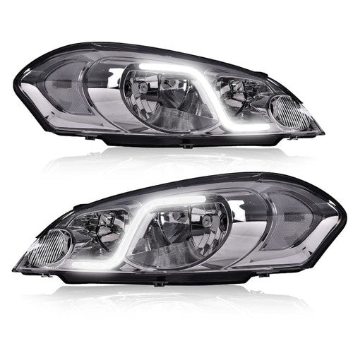 Solid Spare Fit For 2006-2013 Impala/2006-2007 Monte Carlo LED DRL Clear Corner Headlights