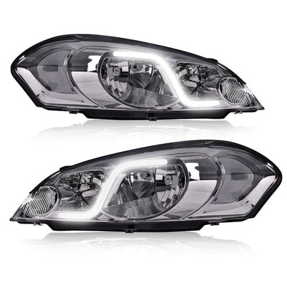 Solid Spare Fit For 2006-2013 Impala/2006-2007 Monte Carlo LED DRL Clear Corner Headlights