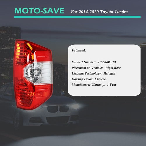 Solid Spare Chrome Taillights Rear For 2014-2020 Toyota Tundra Brake Tail Light RH/Passenger