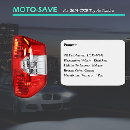 Solid Spare Chrome Taillights Rear For 2014-2020 Toyota Tundra Brake Tail Light RH/Passenger