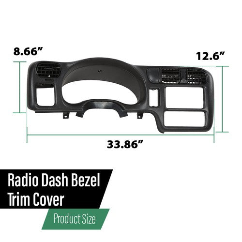 Solid Spare Fit For 98-05 S10 Blazer Jimmy Sonoma Double Din Dash Radio Cluster Bezel Black