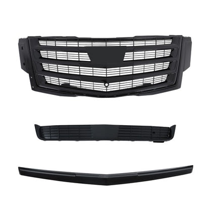 Solid Spare Fit For Cadillac Escalade 2015-2020 3Pcs New Plastic Front Center Mesh Grille