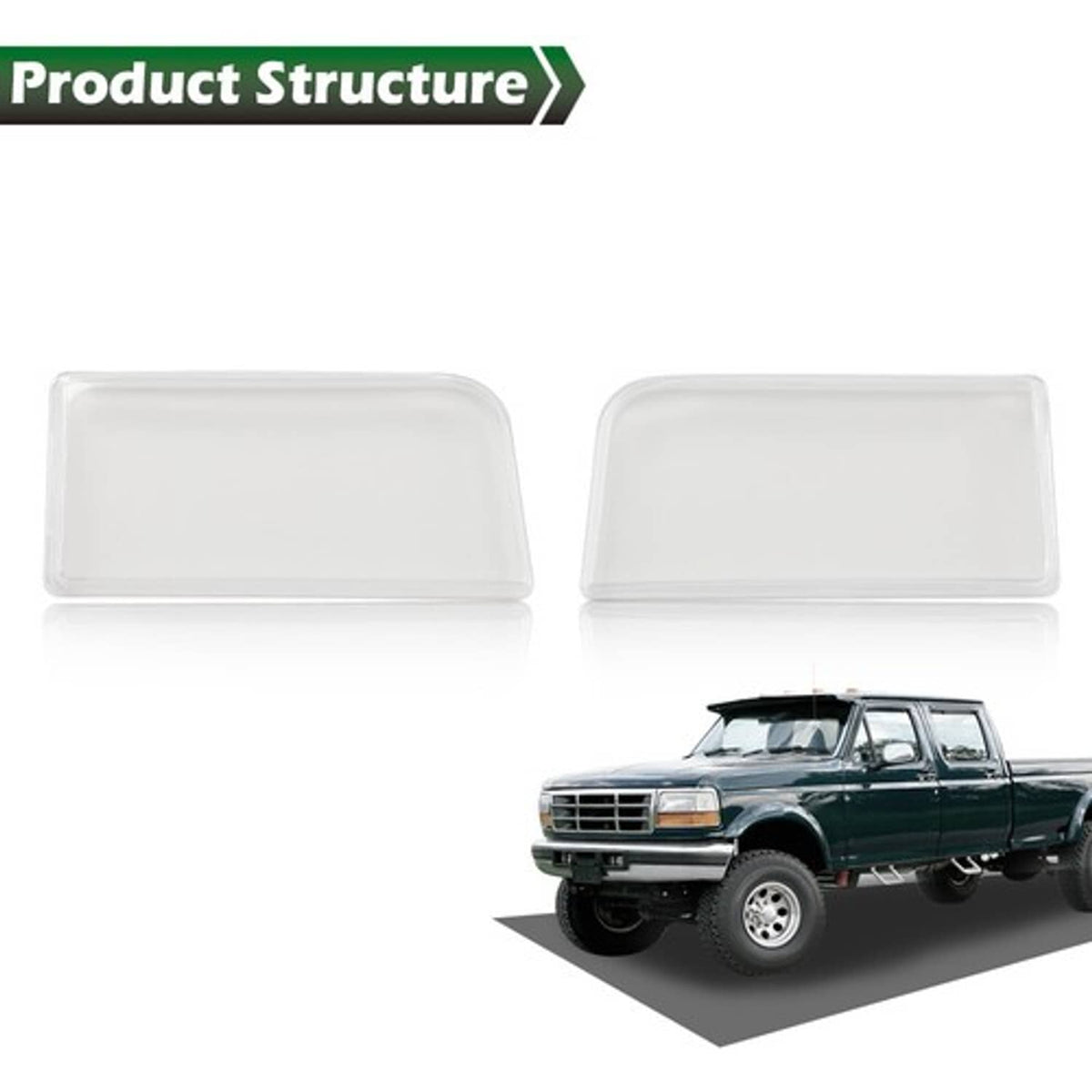 Solid Spare Fit For 92-1996 Ford F150 F250 F350 Bronco Clear Headlight Replacement Lens