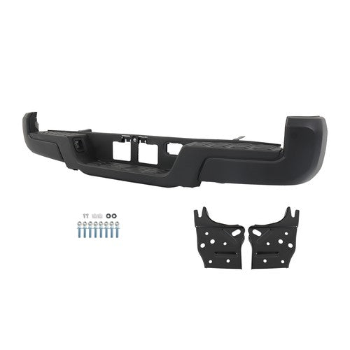 Solid Spare Rear Bumper Assembly Without Sensor Holes Metal Black For 2016-23 Toyota Tacoma