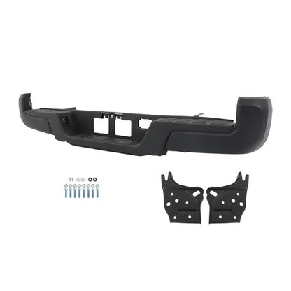 Solid Spare Rear Bumper Assembly Without Sensor Holes Metal Black For 2016-23 Toyota Tacoma