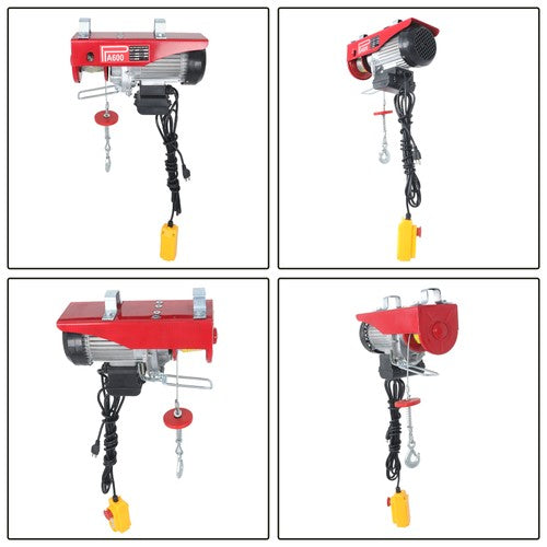 Solid Spare 1320lbs Mini Electric Hoist 14ft Wired Remote Control 1150W 20-40ft Height 110V