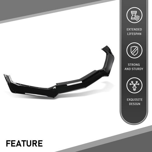 Solid Spare Fit For 2020-2025 Corvette C8 5VM Style Front Bumper Lip Splitter Glossy Black