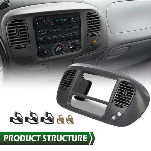 Solid Spare Fit For 1997-2003 Ford F150 Expedition Gray Center Dash Radio Bezel w/ Air Vent