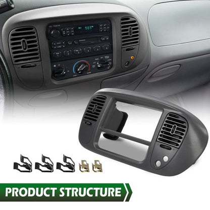 Solid Spare Fit For 1997-2003 Ford F150 Expedition Gray Center Dash Radio Bezel w/ Air Vent