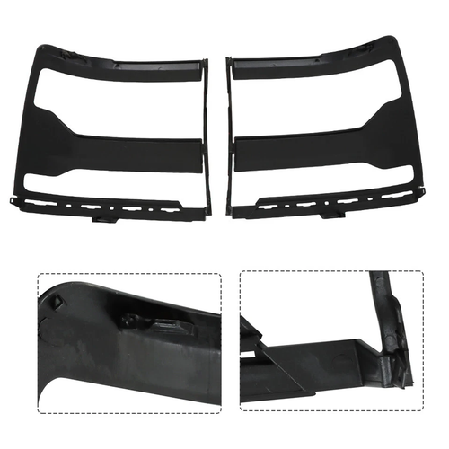 Headlight Trim Bezel Cover For Chevy Silverado 1500 2016-2018 Black LH+RH Pair