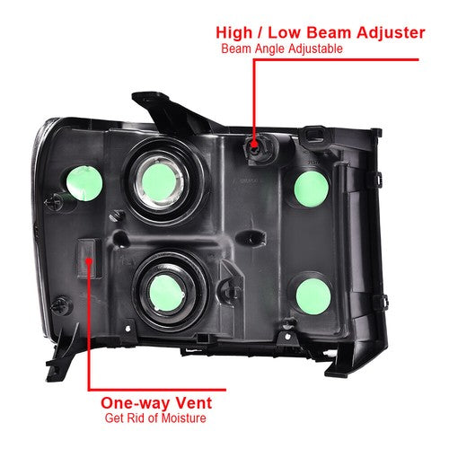 Solid Spare Fit For 07-2013 GMC Sierra 1500 07-14 2500HD 3500HD Smoke Headlights Replacement