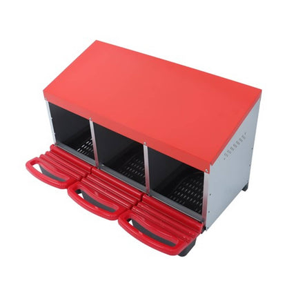 Solid Spare Red Chicken Egg Laying Box With Lided Cover Chicken Nest Boxes Coop Metal 3 Hole