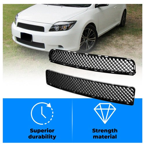 Solid Spare For 2005-2010 Scion tC Black ABS Front Upper and Lower Hood Grille Mesh Grill