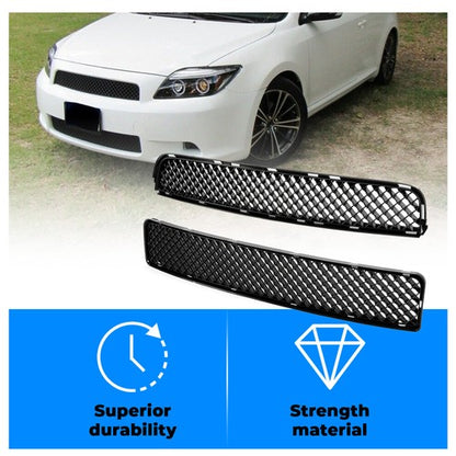 Solid Spare For 2005-2010 Scion tC Black ABS Front Upper and Lower Hood Grille Mesh Grill