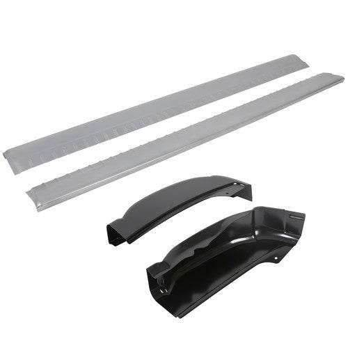 Solid Spare Inner & Outer Rocker Panels W/ Cab Corners For 99-07 Chevy Silverado 4DR EXT Cab
