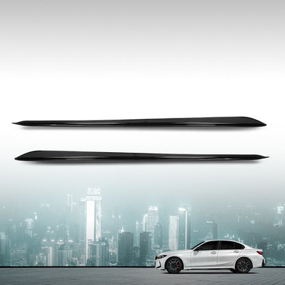 Solid Spare Fit For 2019-2023 BMW 3 Series G20 330i M Sport Side Skirts Body Kit Gloss Black