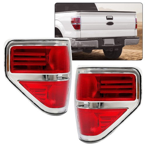 Solid Spare For 2009-2014 Ford F-150 Pickup Truck Rear Tail Lights Brake Lamps Assembly Kit