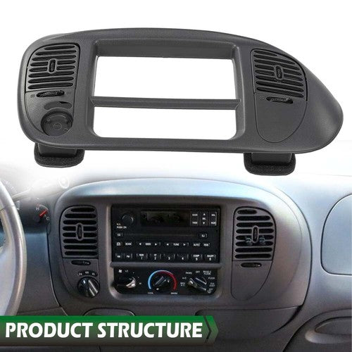 Solid Spare Fit For 1997-2003 Ford F150 Expedition Radio Climate Trim Bezel Dash Panel Gray