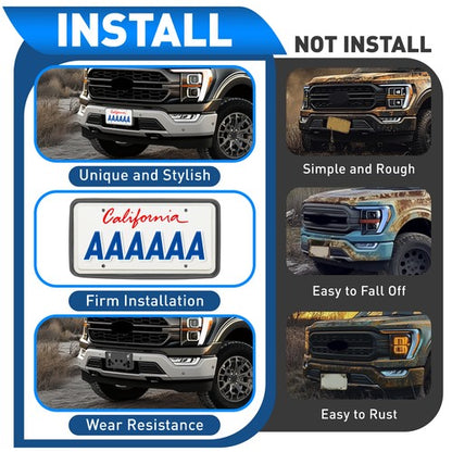 Solid Spare For Ford F-150 2021 2022 2023 Front Bumper License Plate Bracket Frame Holder