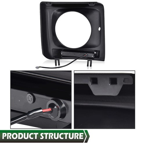 Solid Spare Fit For 1990-2018 Benz W463 G63 Wagon G500 Black Headlight Trim Bezel w/ LED DRL