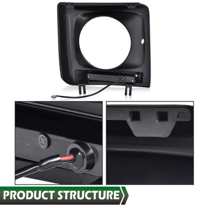 Solid Spare Fit For 1990-2018 Benz W463 G63 Wagon G500 Black Headlight Trim Bezel w/ LED DRL