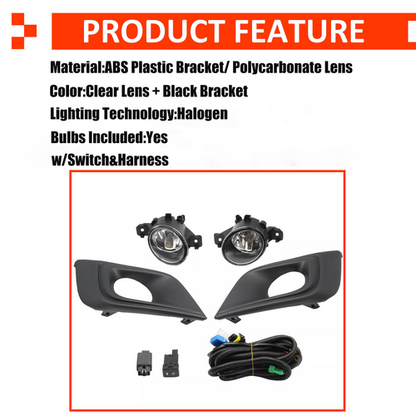 For 2015-2018 Nissan Murano Fog Lights Lamps Pair Clear Lens w/Switch/Harness