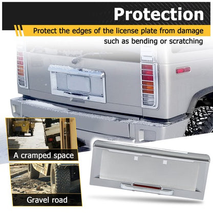 Solid Spare Rear License Plate Trim Cover Frame For 2003-2005 HUMMER H2 SUV Chrome W/Holes