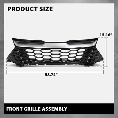 Solid Spare Front Bumper Upper Grille Grill Black & Chrome Fit For 2023 2024 Kia Sportage