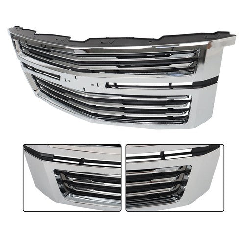 Solid Spare Plastic Front Upper Grille Chrome For Chevy Tahoe/Suburban LTZ 15-20 GM1200704