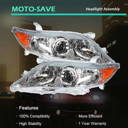 Solid Spare Pair Set For Toyota Camry Hybrid 2010-2011 Headlight Replacement Chrome Housing