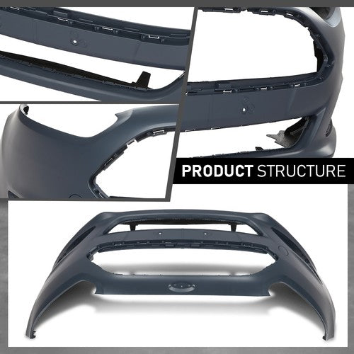 Solid Spare Fit For 2014 2015 2016 2017 2018 2019 Ford Fiesta Front Bumper Cover Fascia