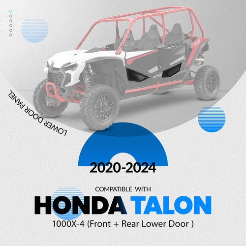 Solid Spare Black Plastic Front+Rear Lower Door Panel For Honda Talon 1000X-4 2020-2024