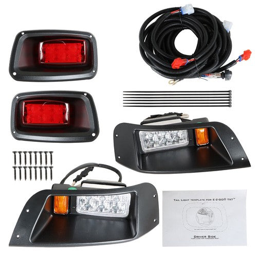 Solid Spare For EZGO TXT Golf Cart Gas&Electric 12V LED Headlight & Tail Light Kit W/ Wire