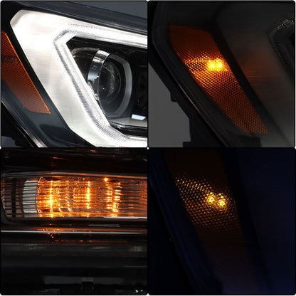 Solid Spare Headlights Halogen W/LED Tube Headlamps For GMC Acadia 2013-2016 2PCS Clear Lens