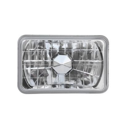 4x6" Inch Clear Glass Lens Diamond Cut Chrome Crystal Semi Sealed Beam Headlight