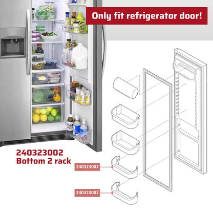 Solid Spare 2Pcs Bottom Door Shelf Lower Bin Polycarbonate For Frigidaire #240323002
